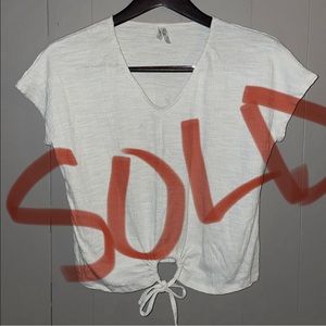 Mudd gauze type white cap sleeve tie front shirt size small